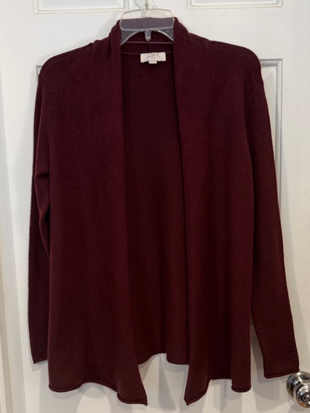 LOFT Open-Front Cardigan in Burgundy